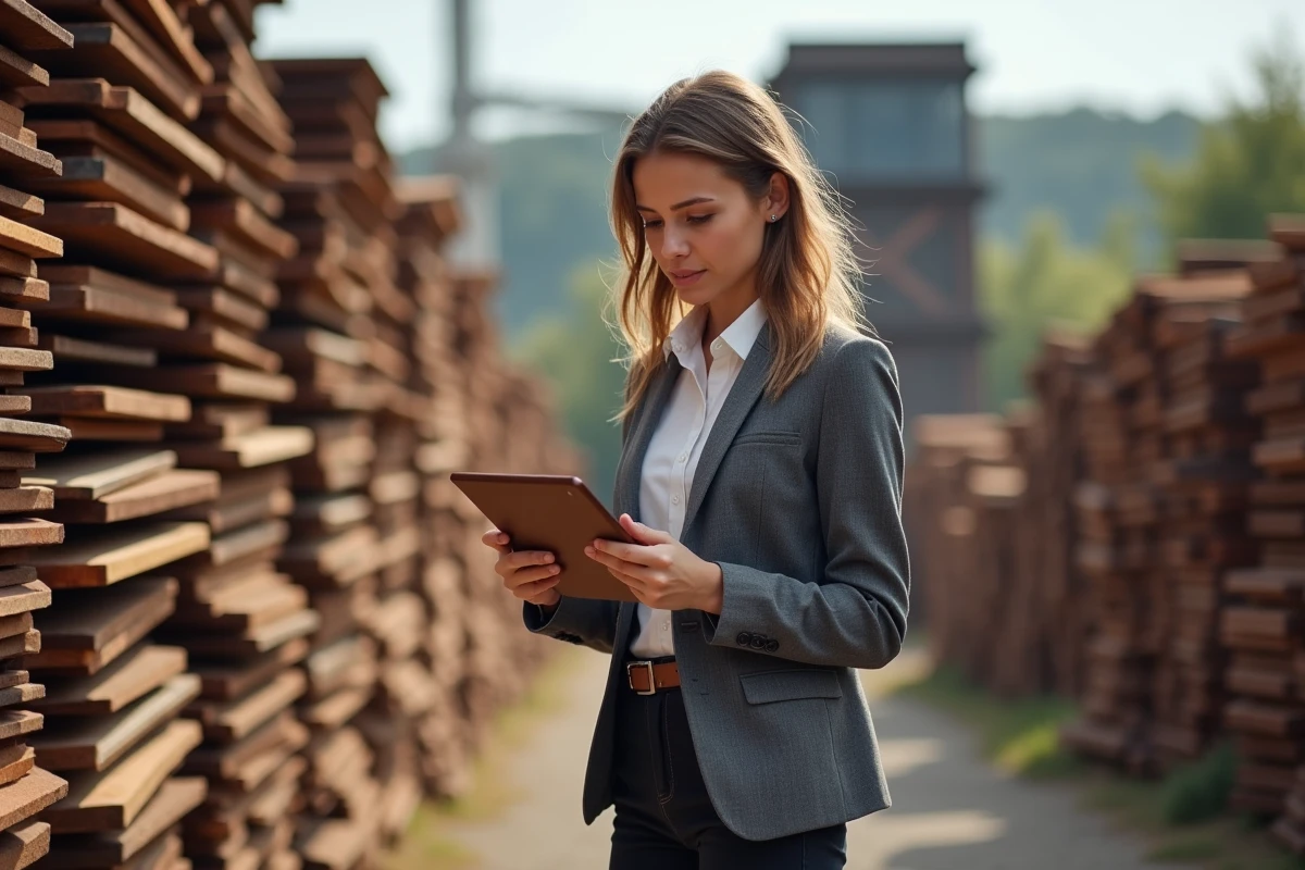 Jeune femme examinant les prix du bronze devant un centre de recyclage