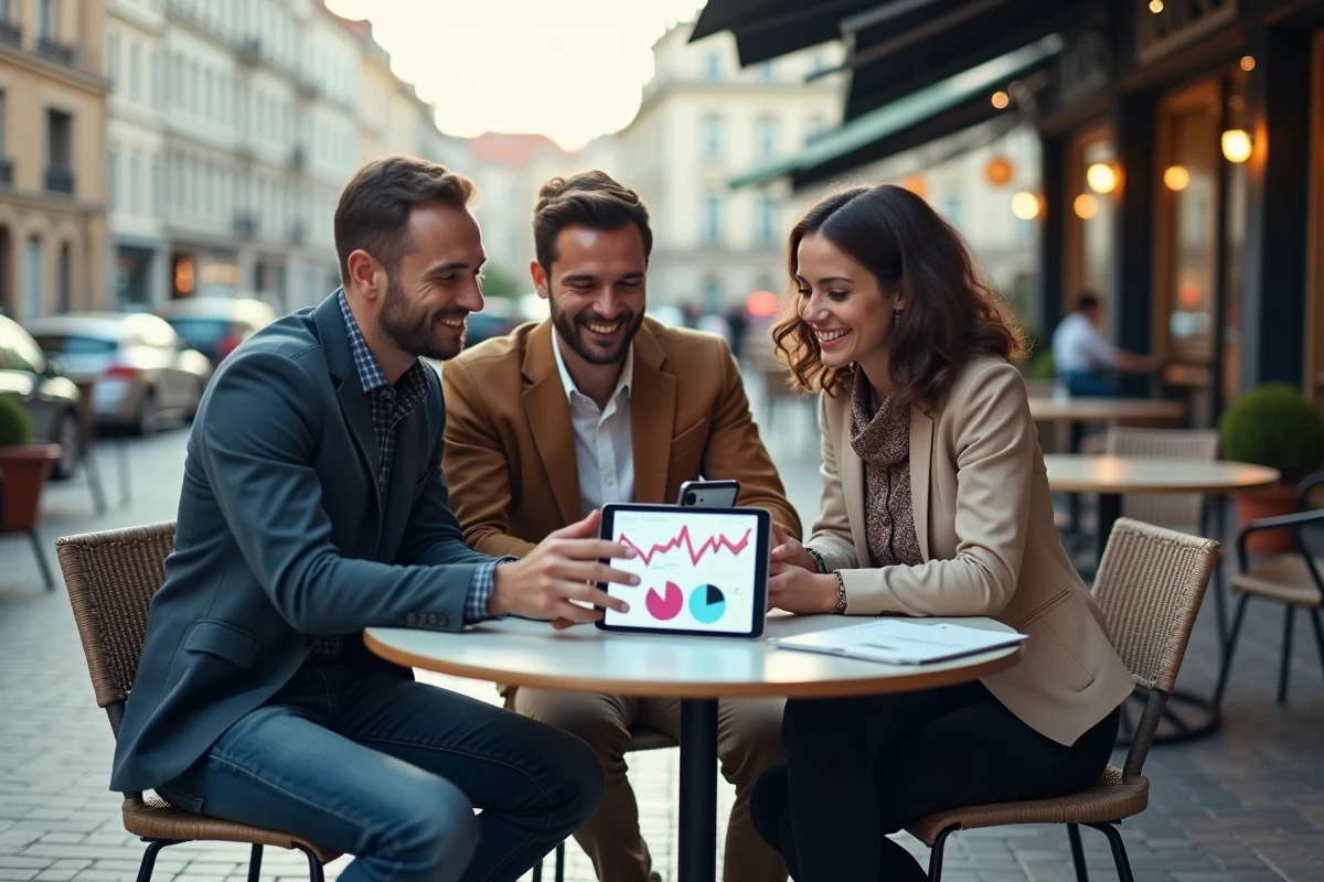 Groupe de freelances discutant autour d